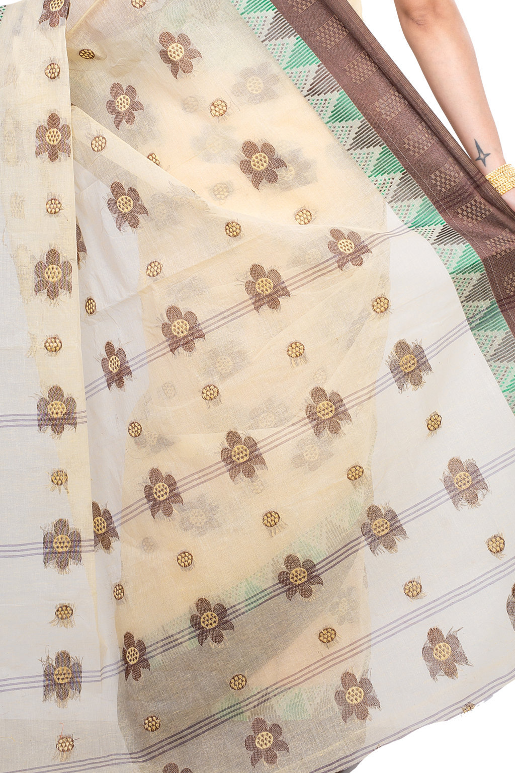 Brown Pure Cotton Palasful Tant Saree (895)